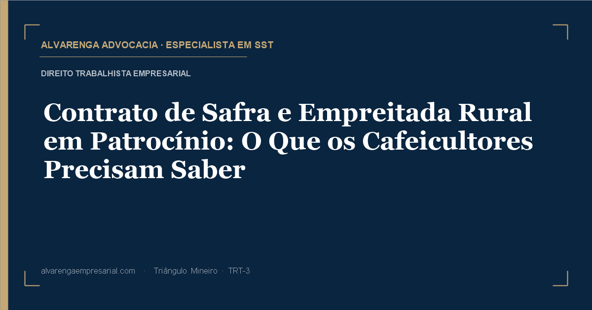 Contrato de Safra e Empreitada Rural em Patrocínio: O Que os Cafeicultores Precisam Saber